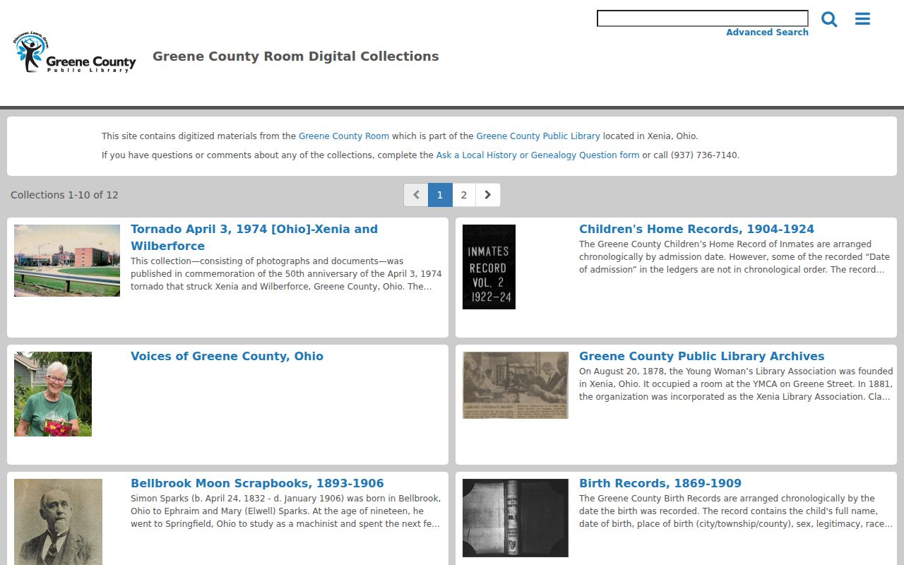 Xenia city directory companion records in Greene County Room digital collections