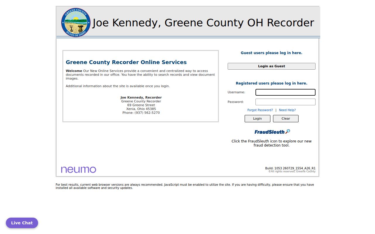 Xenia residents directory Greene County Recorder document search