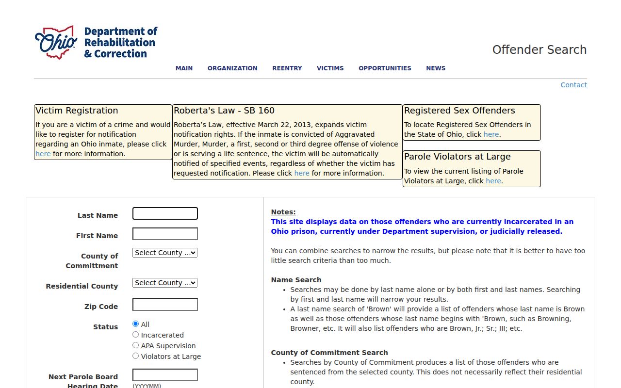 Xenia residents directory Ohio official offender search context