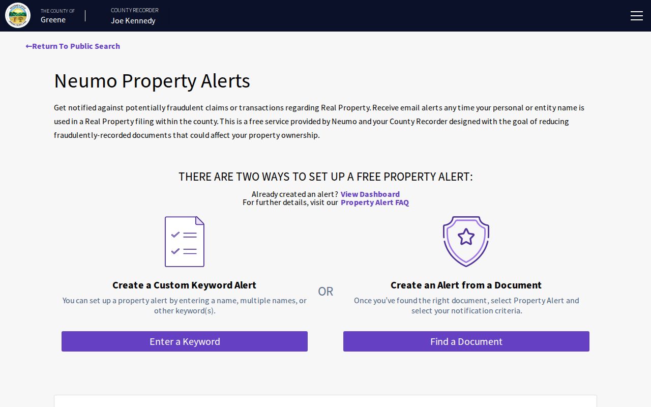 Xenia neighbors Greene County property filing alert