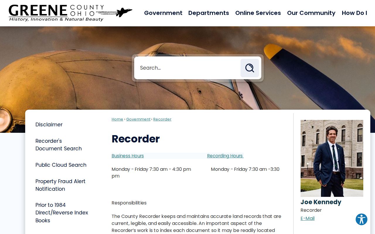 Xenia street directory Greene County Recorder records page